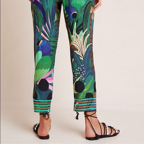 Farm Rio Anthropologie Tropique Tropical Bird Printed Elastic Waist Pants - Picture 3 of 14